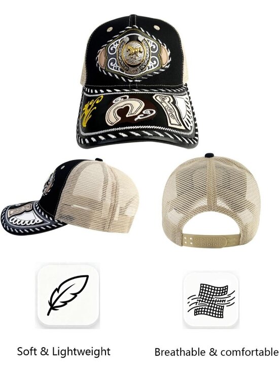 Unisex Black 8 Western Trucker Hat Vintage Cowboy Country Cute Baseball Cap main image 4